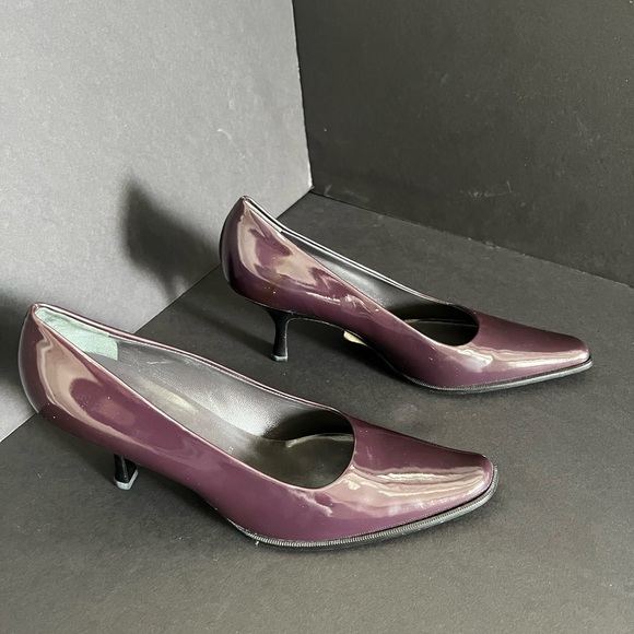 VINTAGE Jil Sander Patent Leather Eggplant Heels - Picture 4 of 8